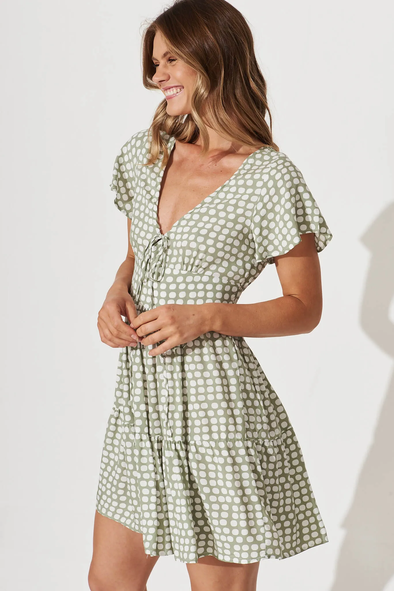 Julien Dress In Green With White Polka Dot sold by St Frock product image thumbnail 3