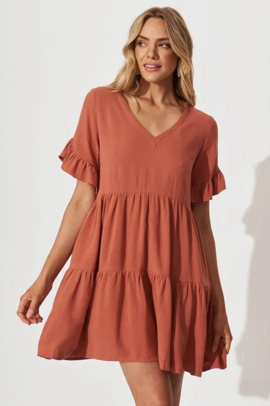 Krista Dress In Rust Linen sold by St Frock