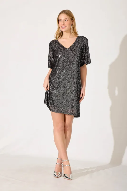 Its You Dress In Pewter Sequin sold by St Frock