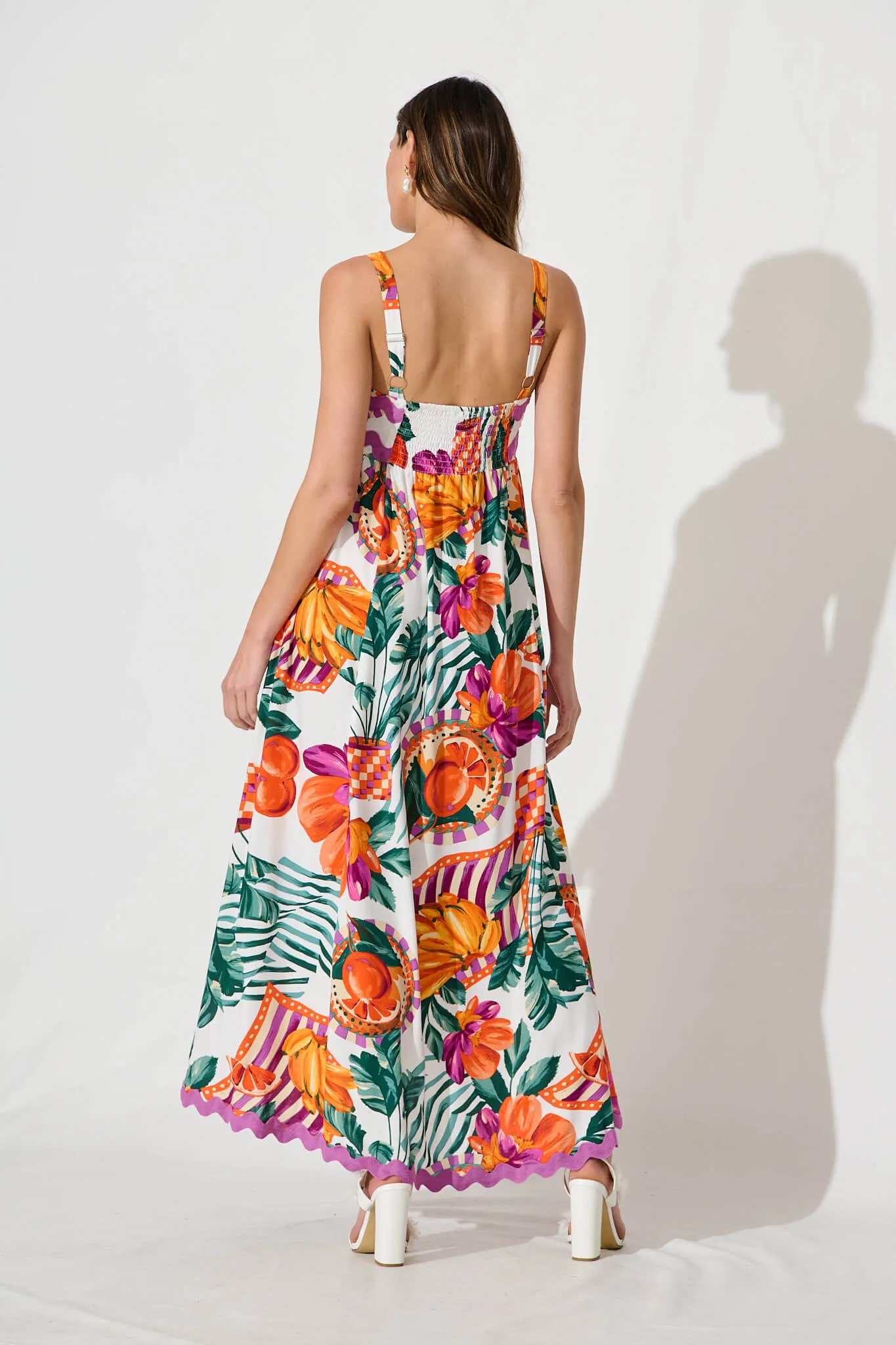 Tami Maxi Dress In White Multi With Ric Rac Trim sold by St Frock product image thumbnail 4