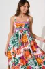 Tami Maxi Dress In White Multi With Ric Rac Trim sold by St Frock