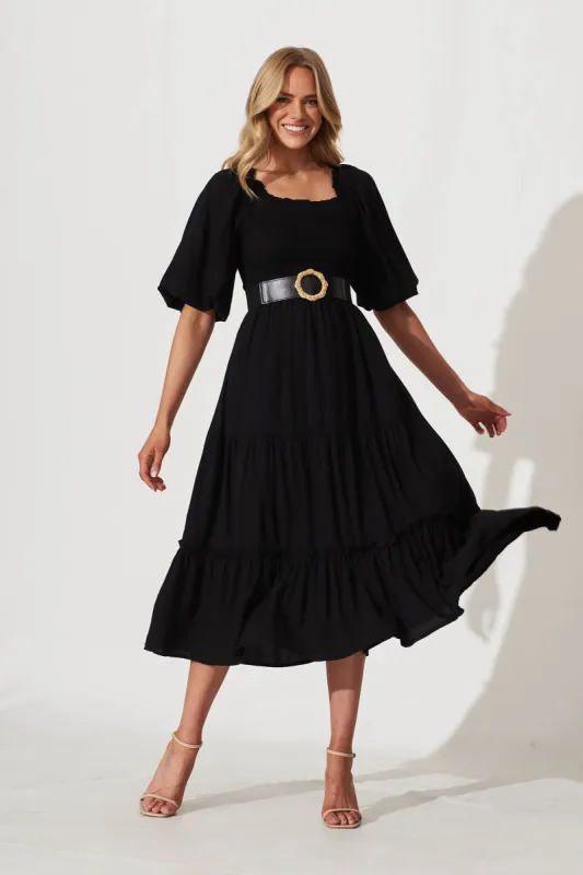 Lovejoy Midi Dress In Black sold by St Frock