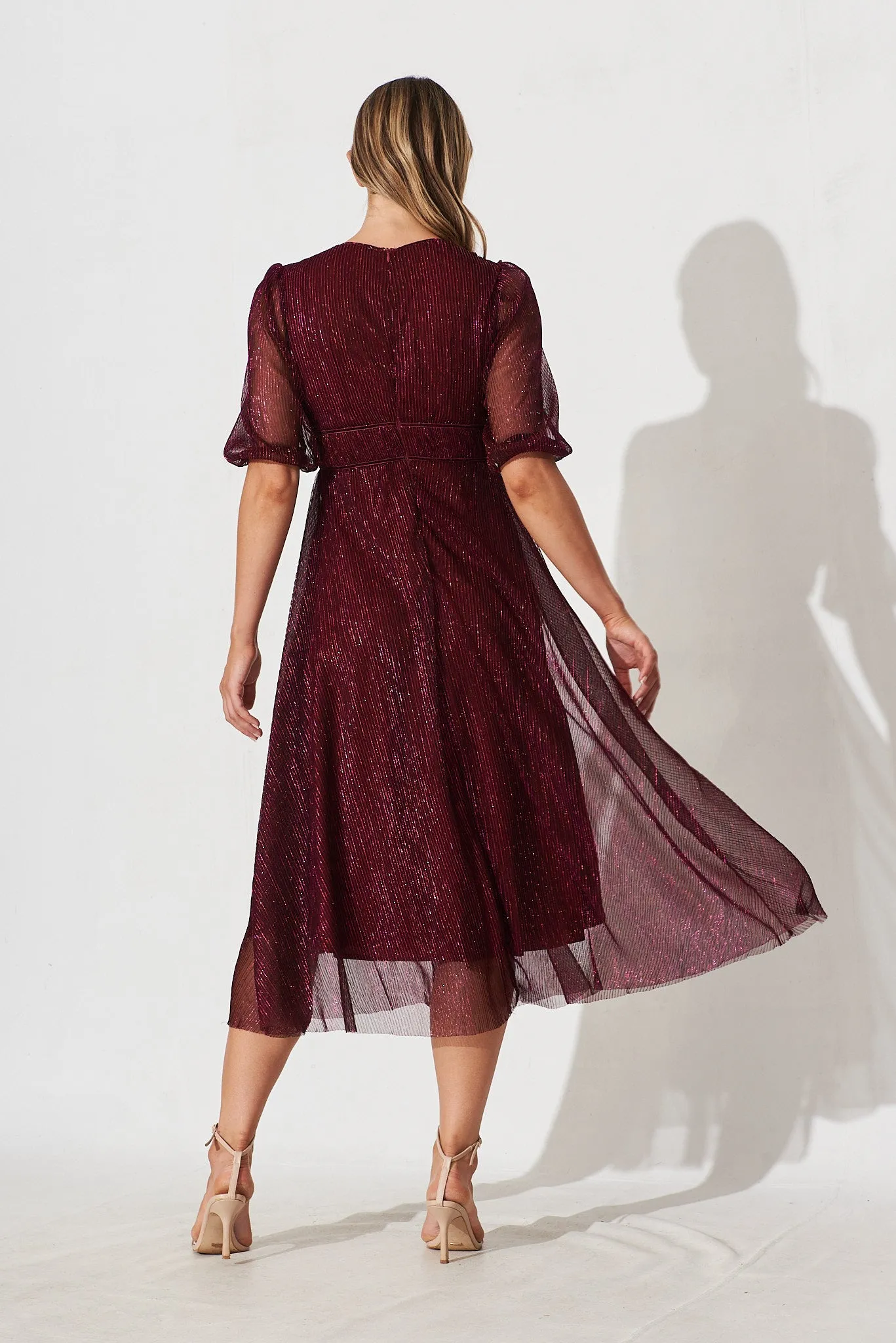 Mana Maxi Dress In Wine Lurex sold by St Frock product image thumbnail 4