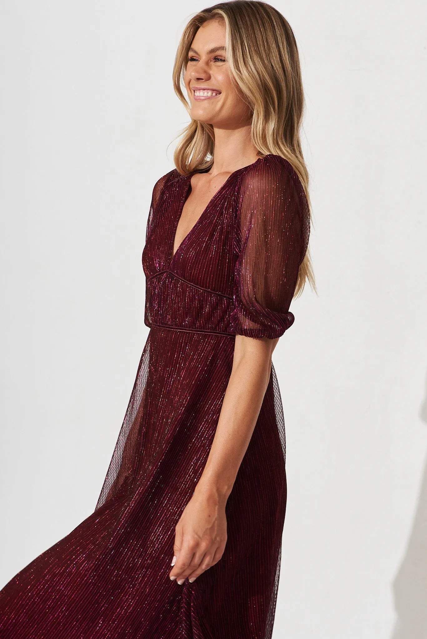 Mana Maxi Dress In Wine Lurex sold by St Frock product image thumbnail 5
