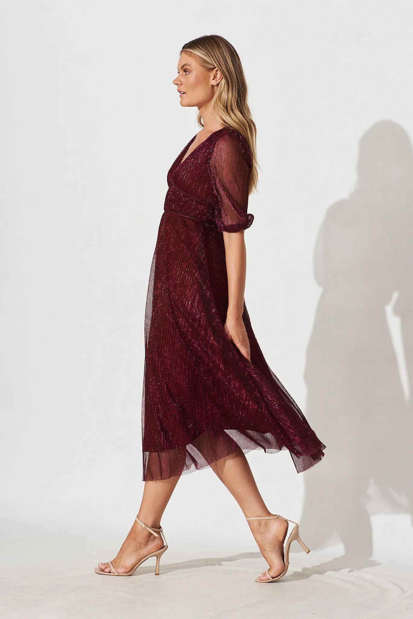 Mana Maxi Dress In Wine Lurex sold by St Frock product image thumbnail 3