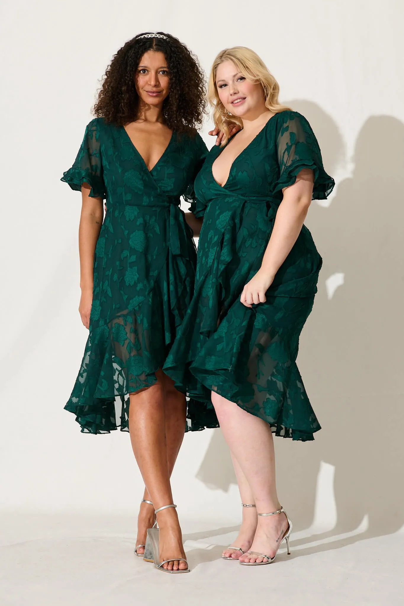 Felicidad Midi Wrap Dress In Emerald Chiffon sold by St Frock product image thumbnail 2