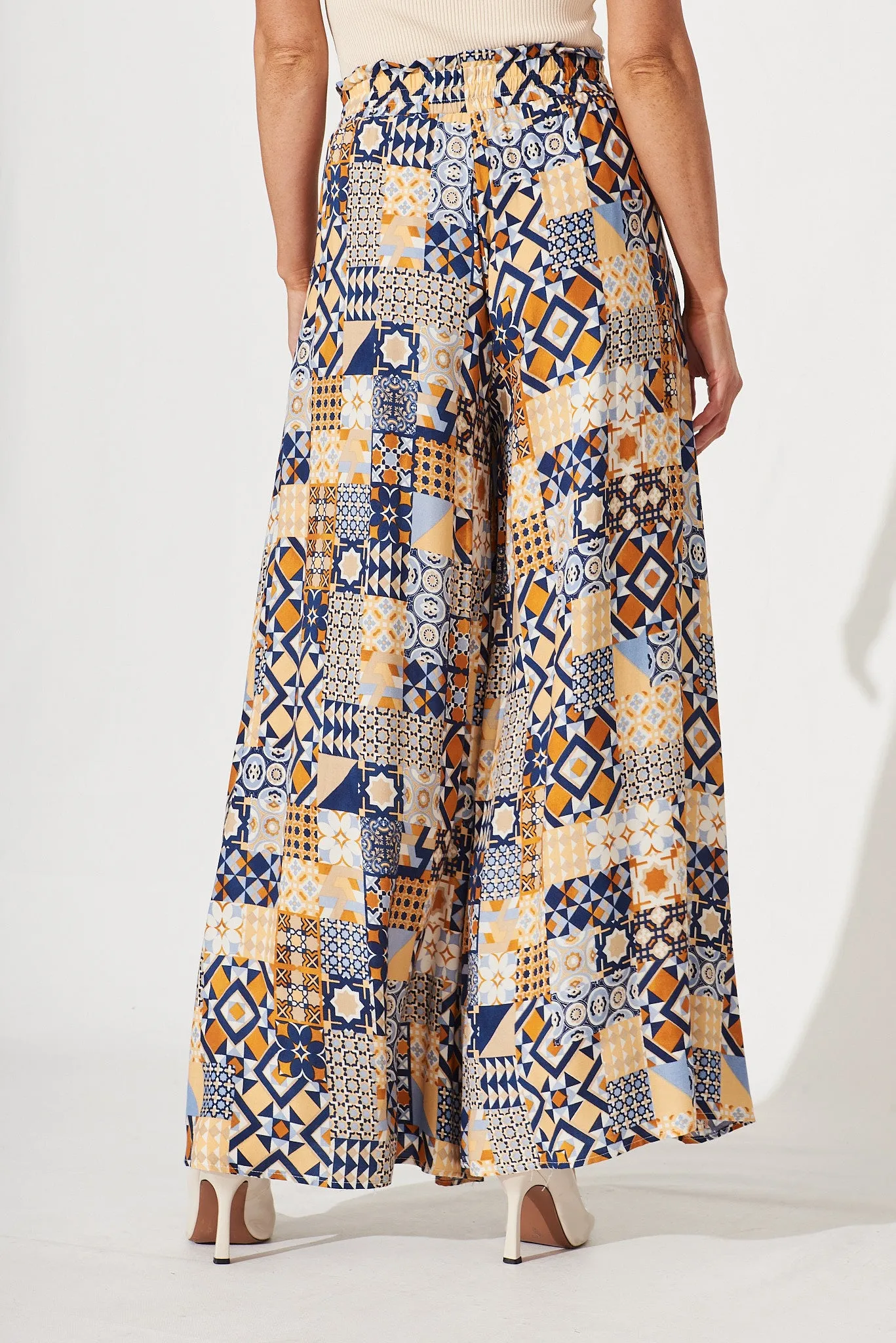 Mariah Pants In Blue Tile Print sold by St Frock product image thumbnail 3