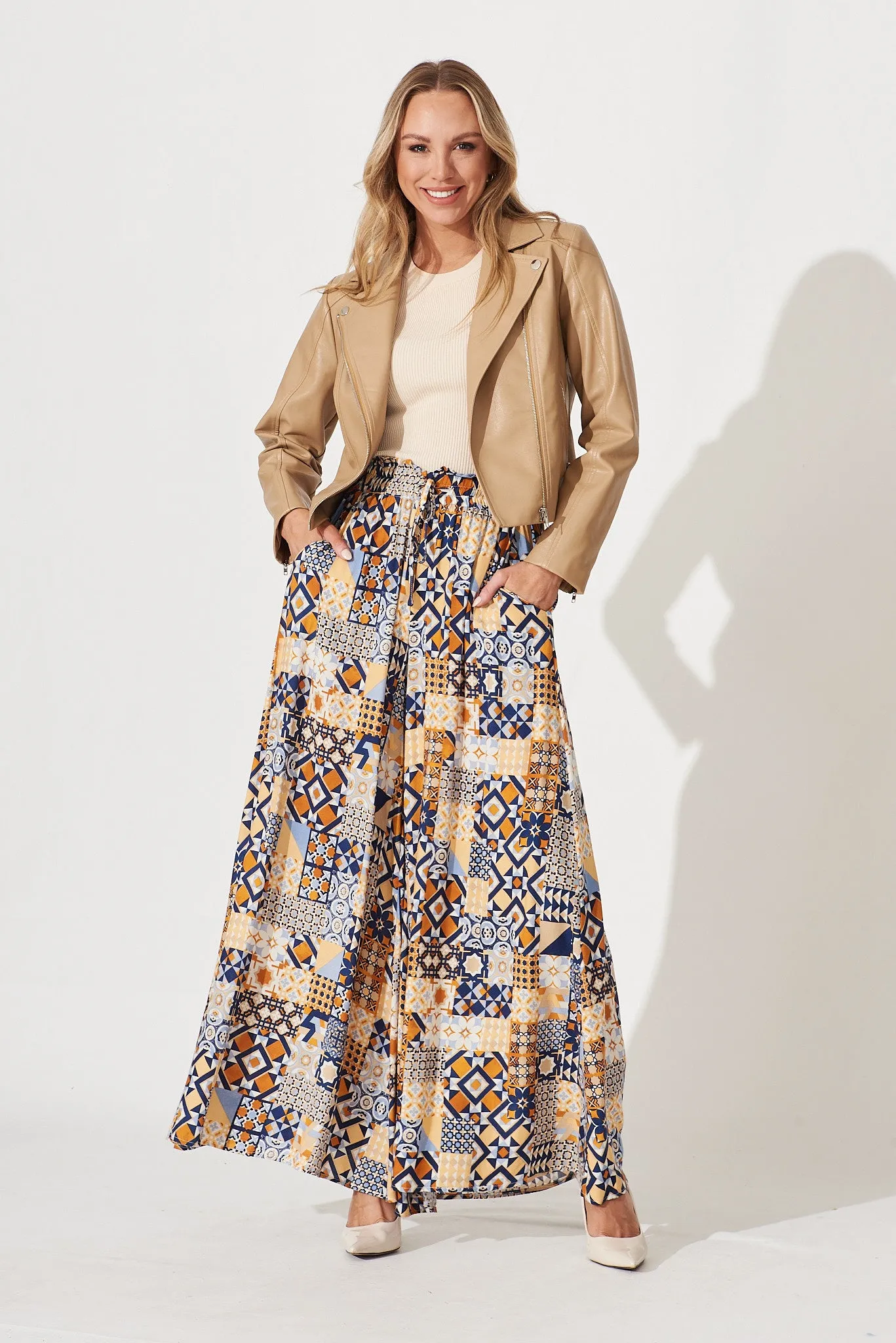 Mariah Pants In Blue Tile Print sold by St Frock product image thumbnail 4