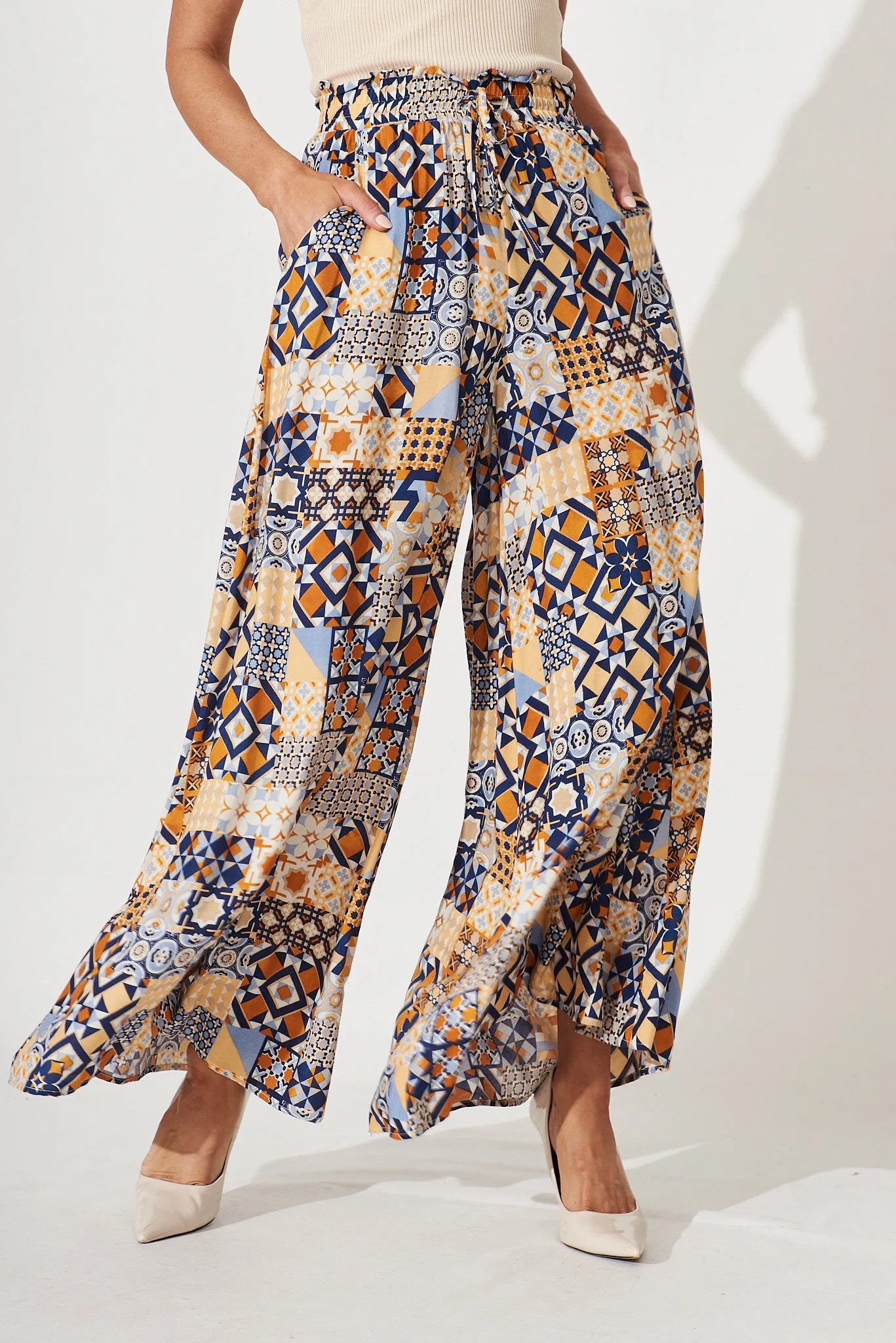 Mariah Pants In Blue Tile Print sold by St Frock product image thumbnail 2