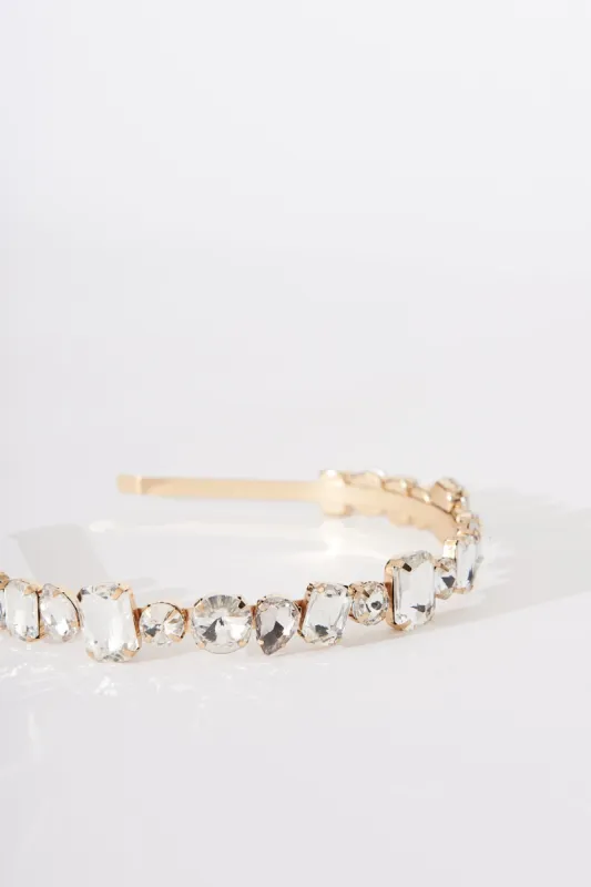 August + Delilah Shierra Headband In Gold With Silver Diamante sold by St Frock