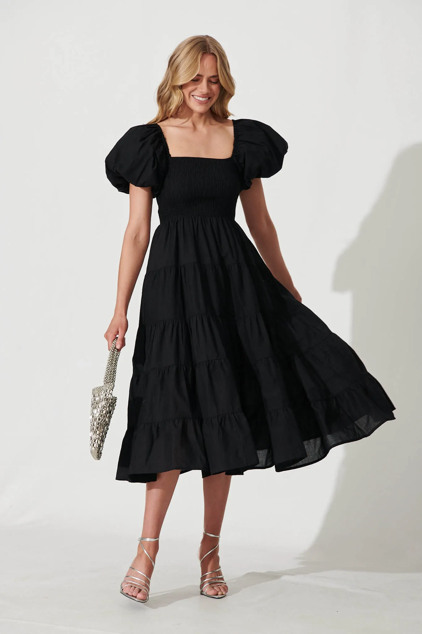 Kaitlyn Midi Dress In Black sold by St Frock