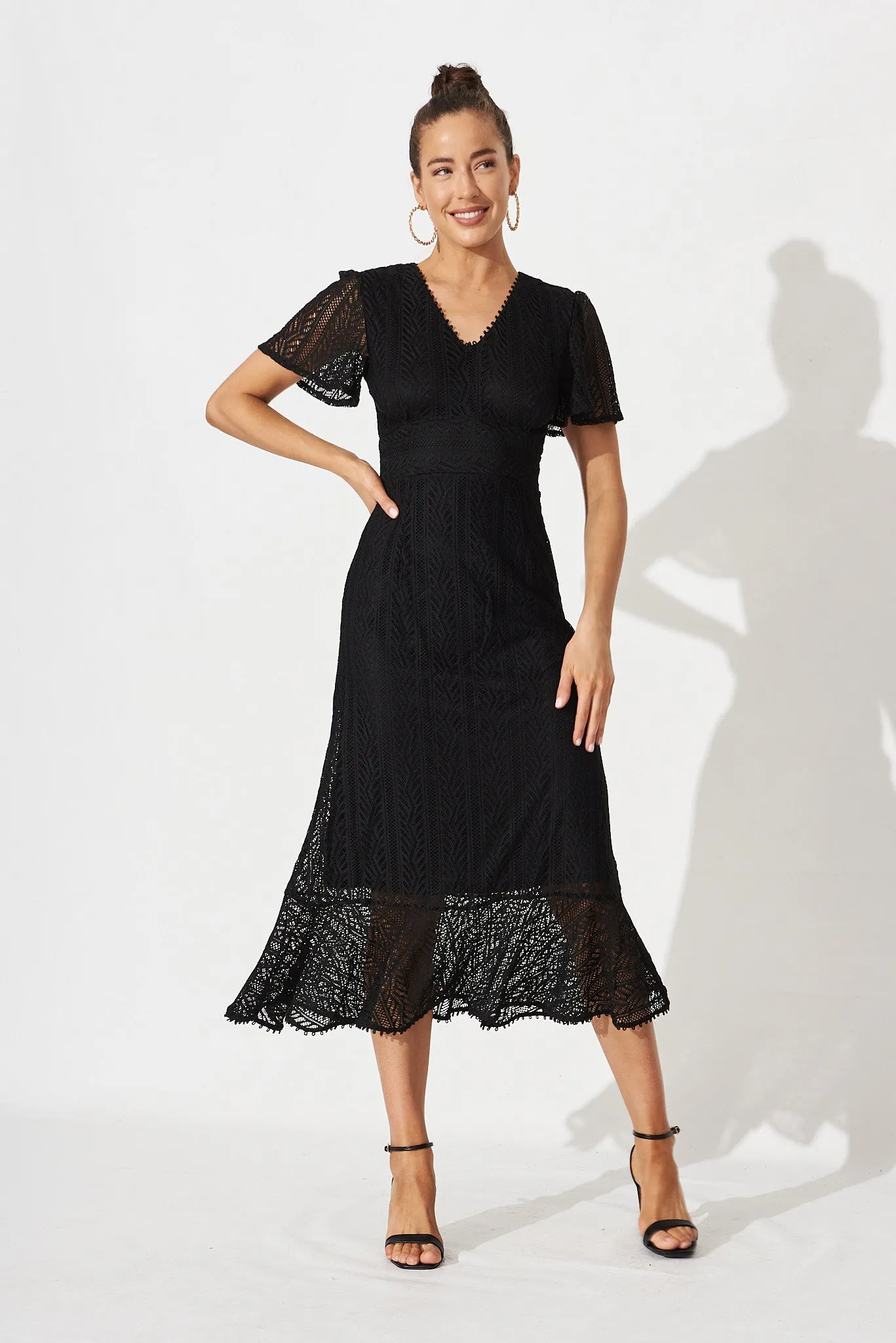 Lorena Midi Dress In Black Lace sold by St Frock product image thumbnail 2