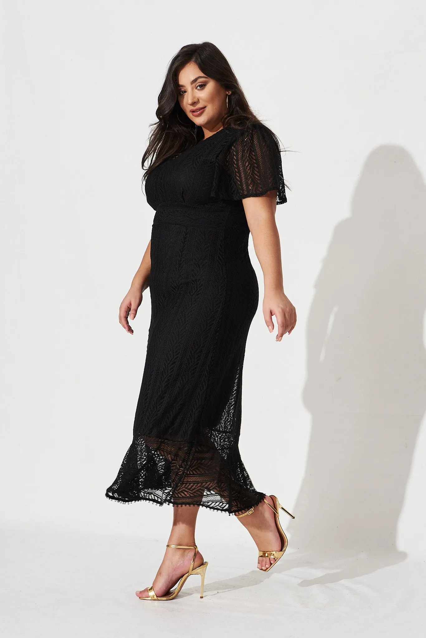 Lorena Midi Dress In Black Lace sold by St Frock product image thumbnail 4