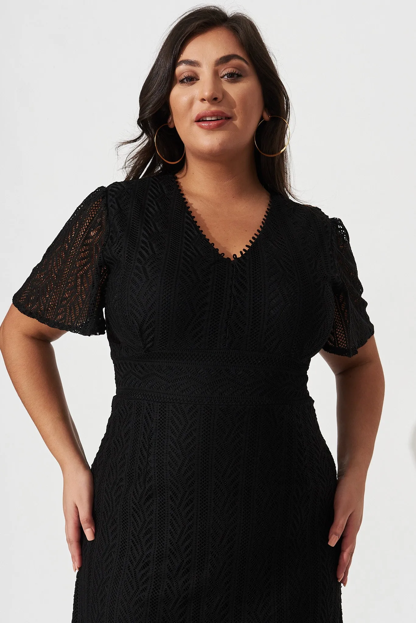 Lorena Midi Dress In Black Lace sold by St Frock product image thumbnail 3