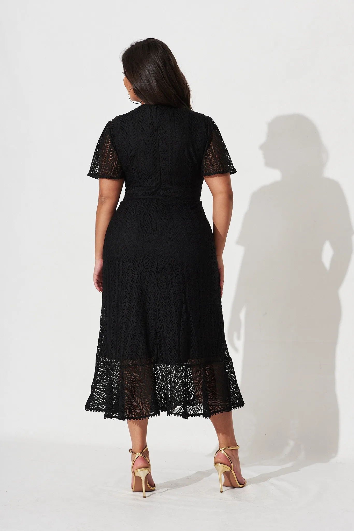 Lorena Midi Dress In Black Lace sold by St Frock product image thumbnail 5