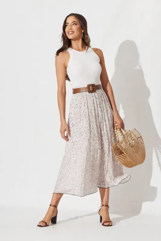 Brieanna Maxi Skirt In Cream With Black Spot Chiffon sold by St Frock