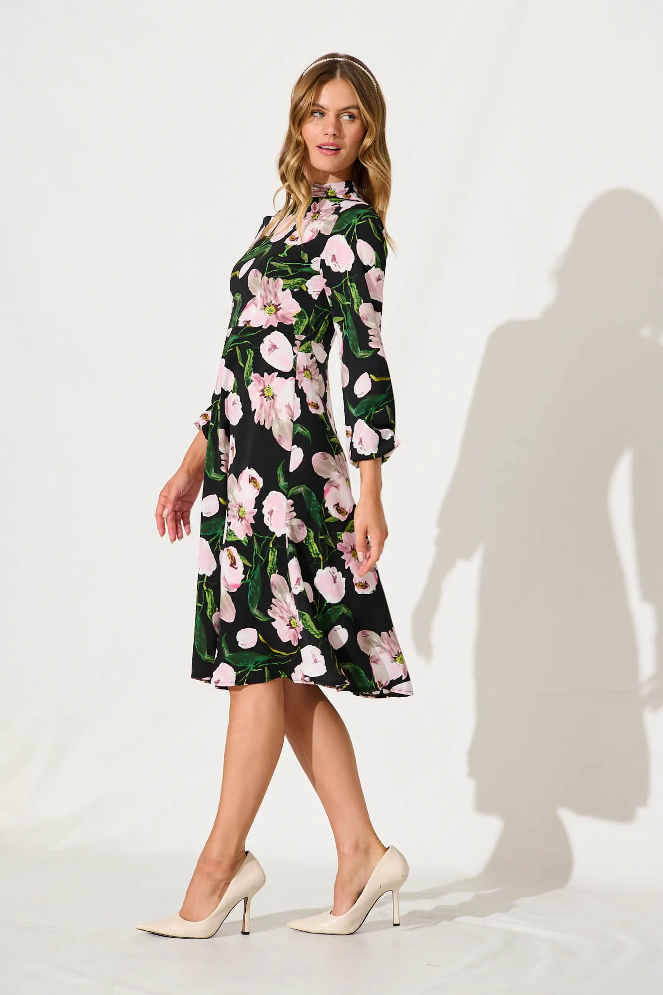 Gabriel Dress In Black With Blush Floral sold by St Frock product image thumbnail 3