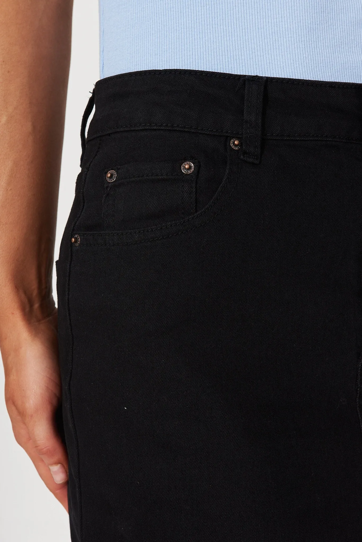 Deja Vu Midi Stretch Denim Skirt In Black sold by St Frock product image thumbnail 5