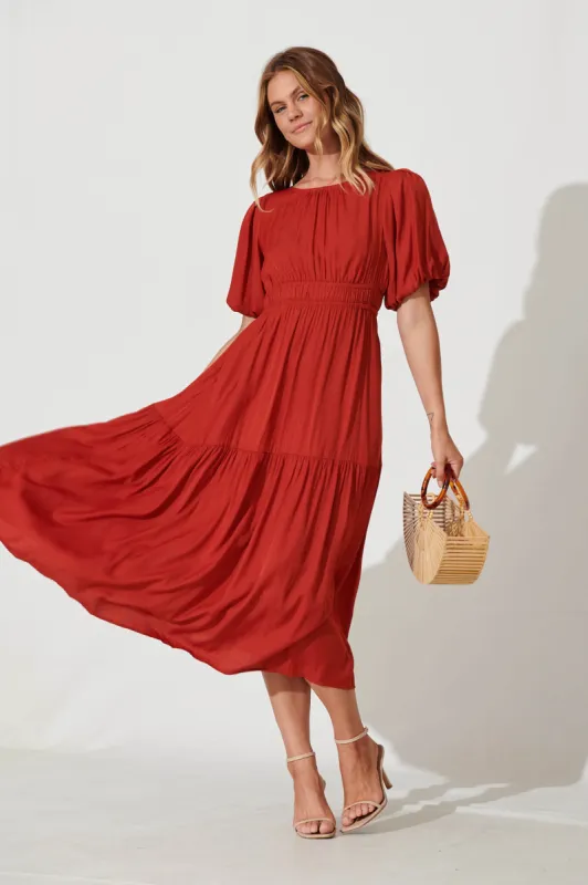 Stargazer Midi Dress In Rust sold by St Frock
