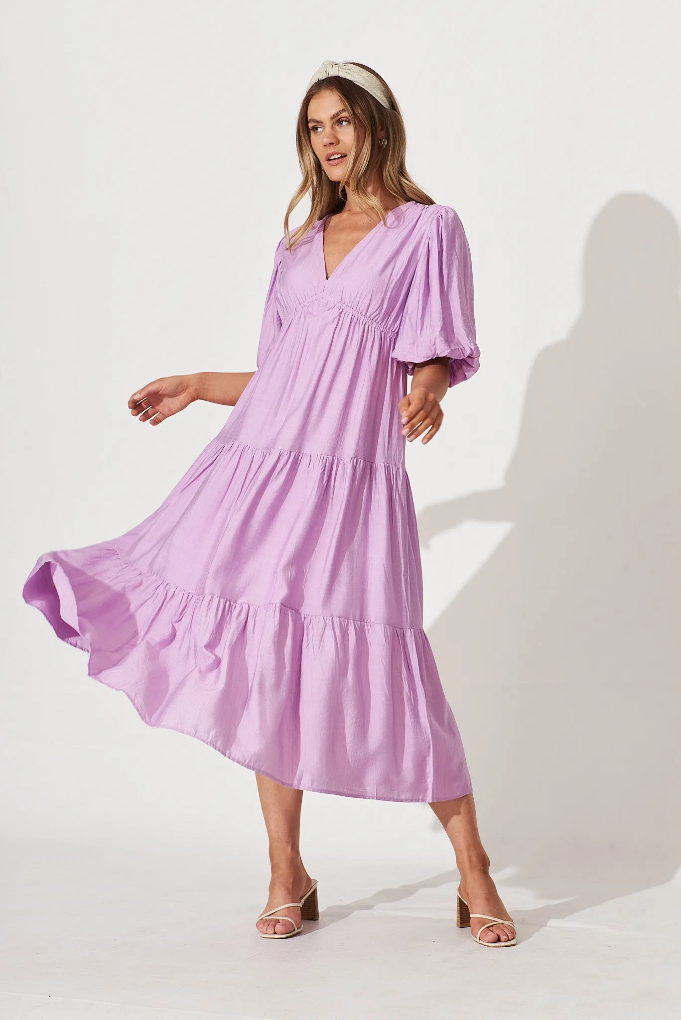 Virginia Midi Dress In Lilac sold by St Frock