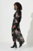 Taylor Maxi Dress In Black With Blush Floral Chiffon sold by St Frock
