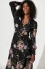 Taylor Maxi Dress In Black With Blush Floral Chiffon sold by St Frock