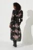 Taylor Maxi Dress In Black With Blush Floral Chiffon sold by St Frock