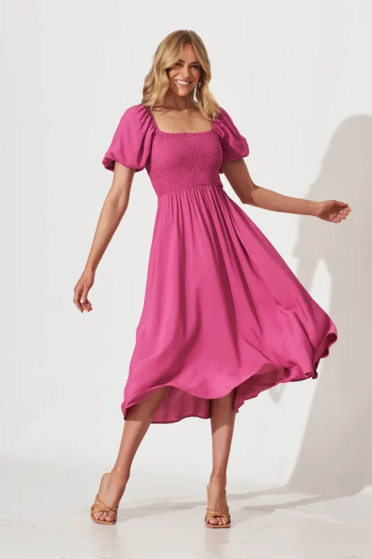 Mariam Midi Dress In Magenta sold by St Frock