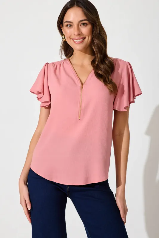 Viviana Zip Top In Blush sold by St Frock