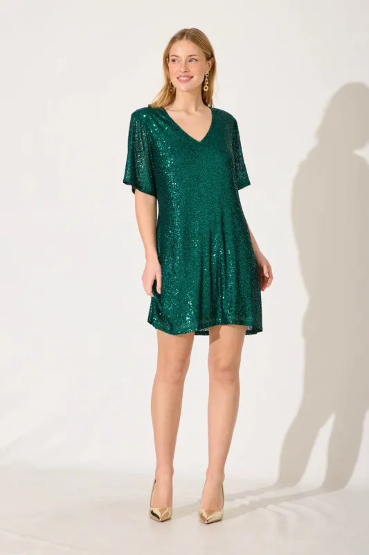Its You Dress In Emerald Green Sequin sold by St Frock