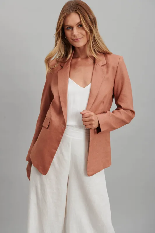 Deborah Blazer In Rust Pure Linen sold by St Frock