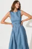 Doris Midi Dress In Blue Cotton sold by St Frock