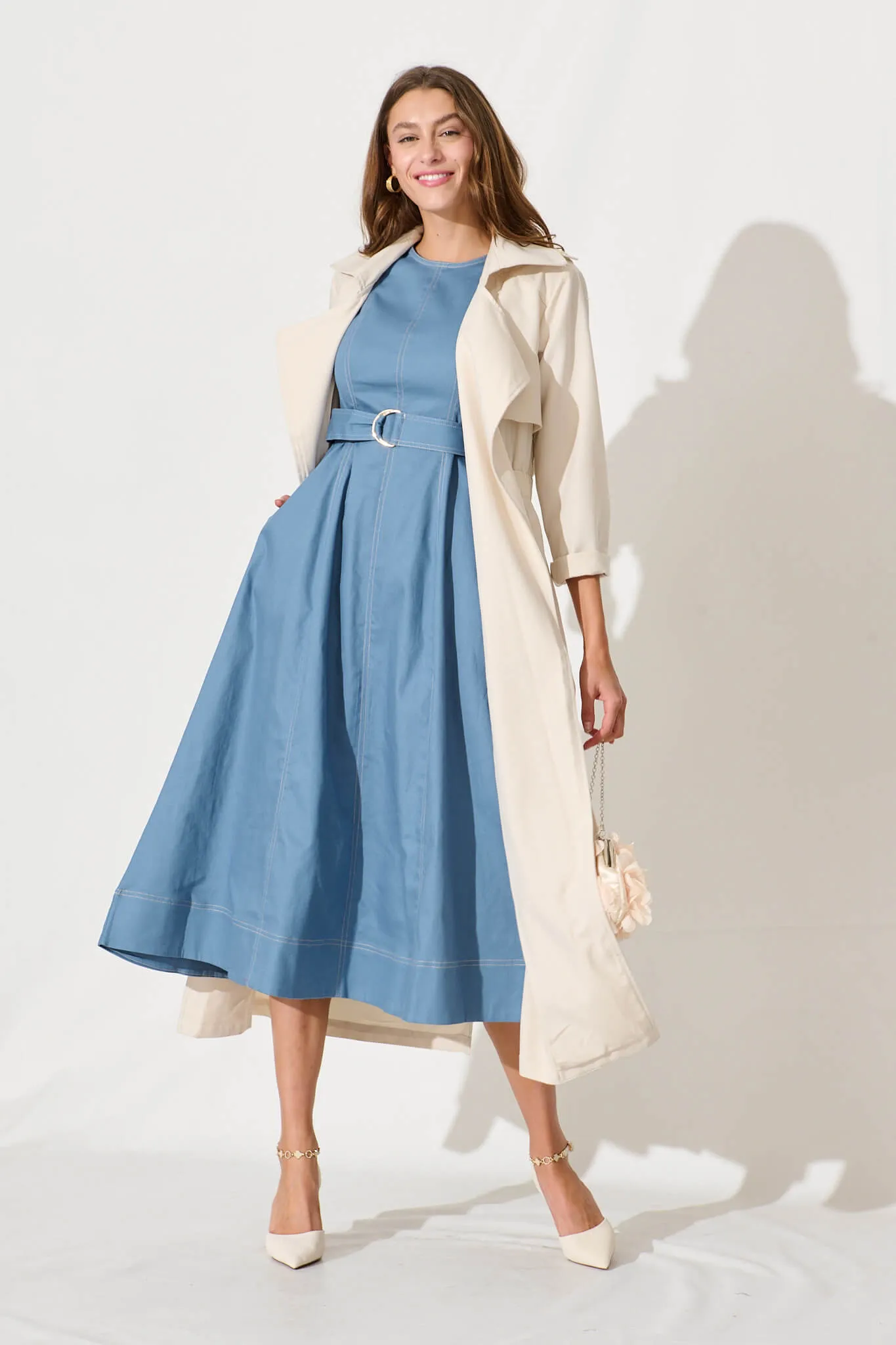 Doris Midi Dress In Blue Cotton sold by St Frock product image thumbnail 5