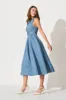 Doris Midi Dress In Blue Cotton sold by St Frock