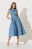 Doris Midi Dress In Blue Cotton sold by St Frock