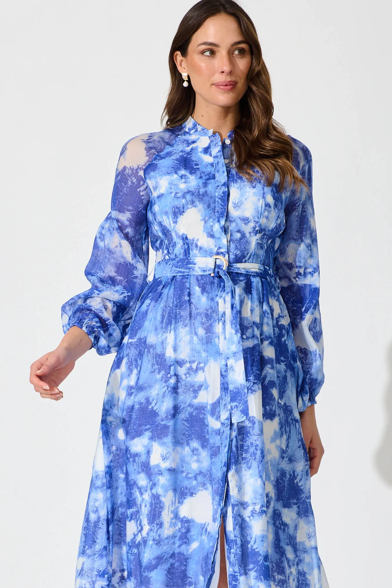 Melia Dress In Blue Floral Cotton Blend sold by St Frock product image thumbnail 2