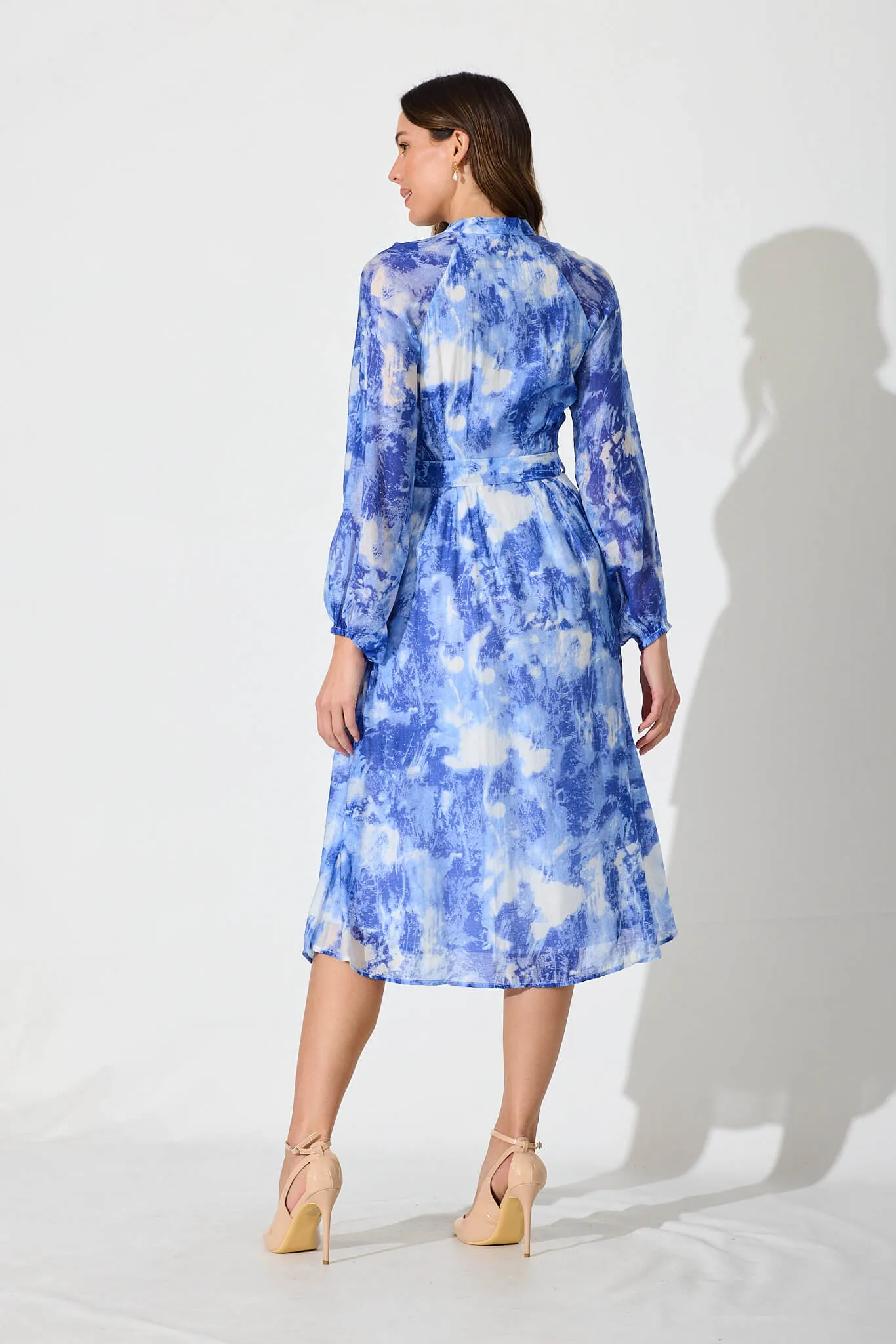 Melia Dress In Blue Floral Cotton Blend sold by St Frock product image thumbnail 4