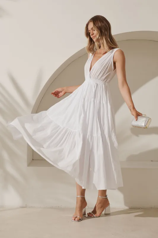 Believe Maxi Dress In White Cotton sold by St Frock