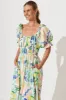 Truly Midi Dress In Multi Mediterranean Garden Print sold by St Frock
