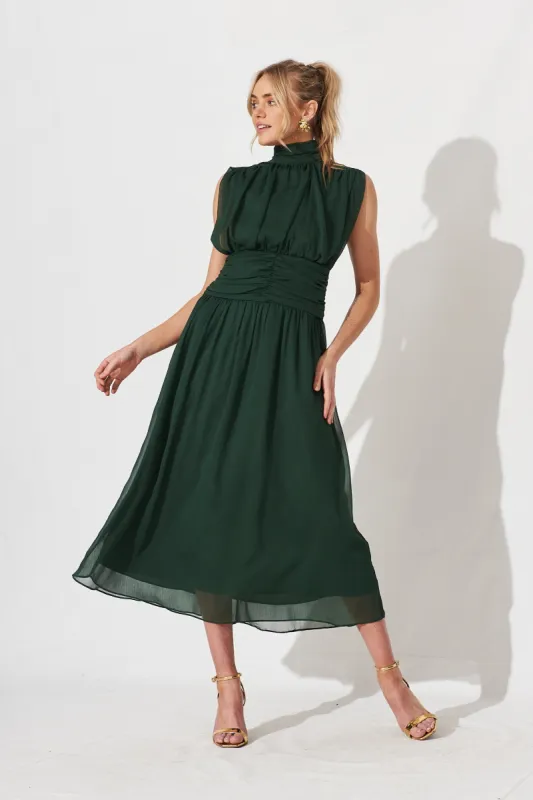 Rosamine Maxi Dress In Emerald Chiffon sold by St Frock