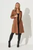 Mirage Trench Coat In Tan Suedette sold by St Frock