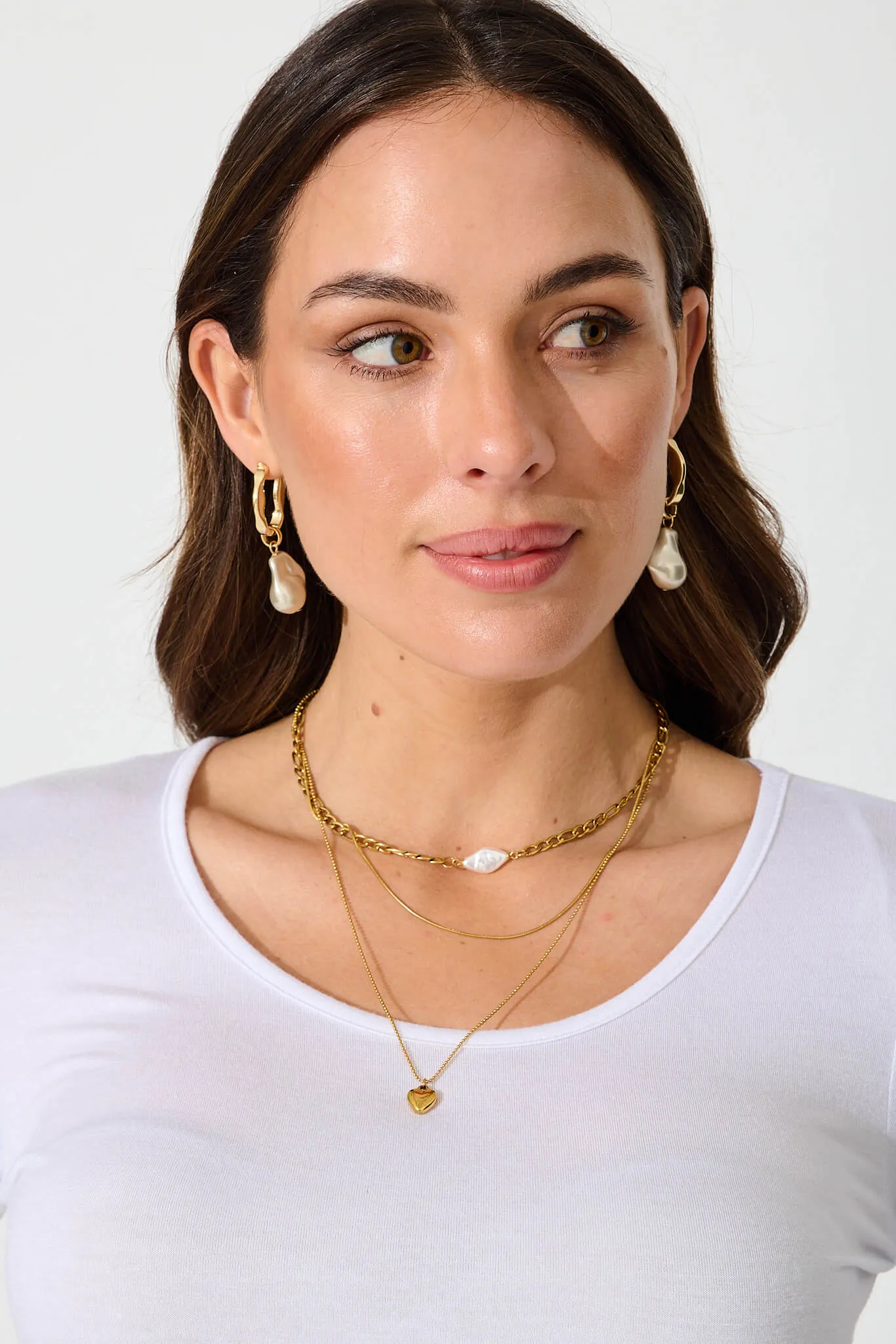 Hadi Drop Earrings In Gold With Pearl sold by St Frock product image thumbnail 3