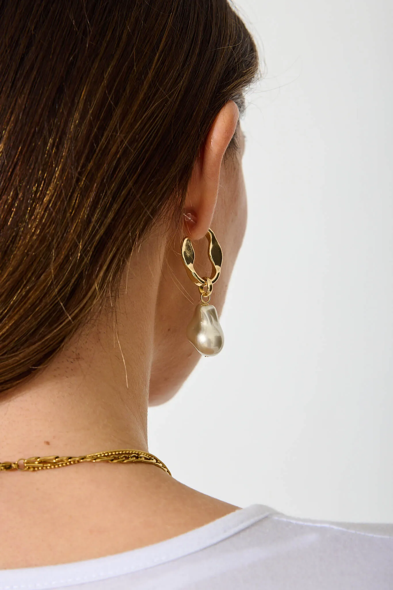 Hadi Drop Earrings In Gold With Pearl sold by St Frock product image thumbnail 4