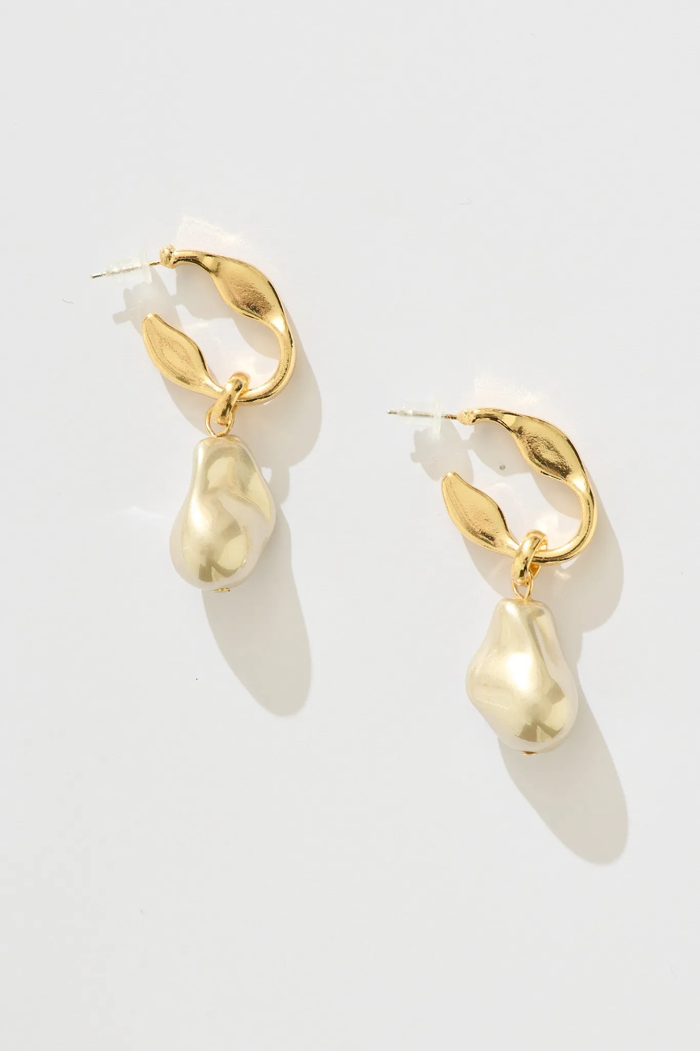 Hadi Drop Earrings In Gold With Pearl sold by St Frock product image thumbnail 5