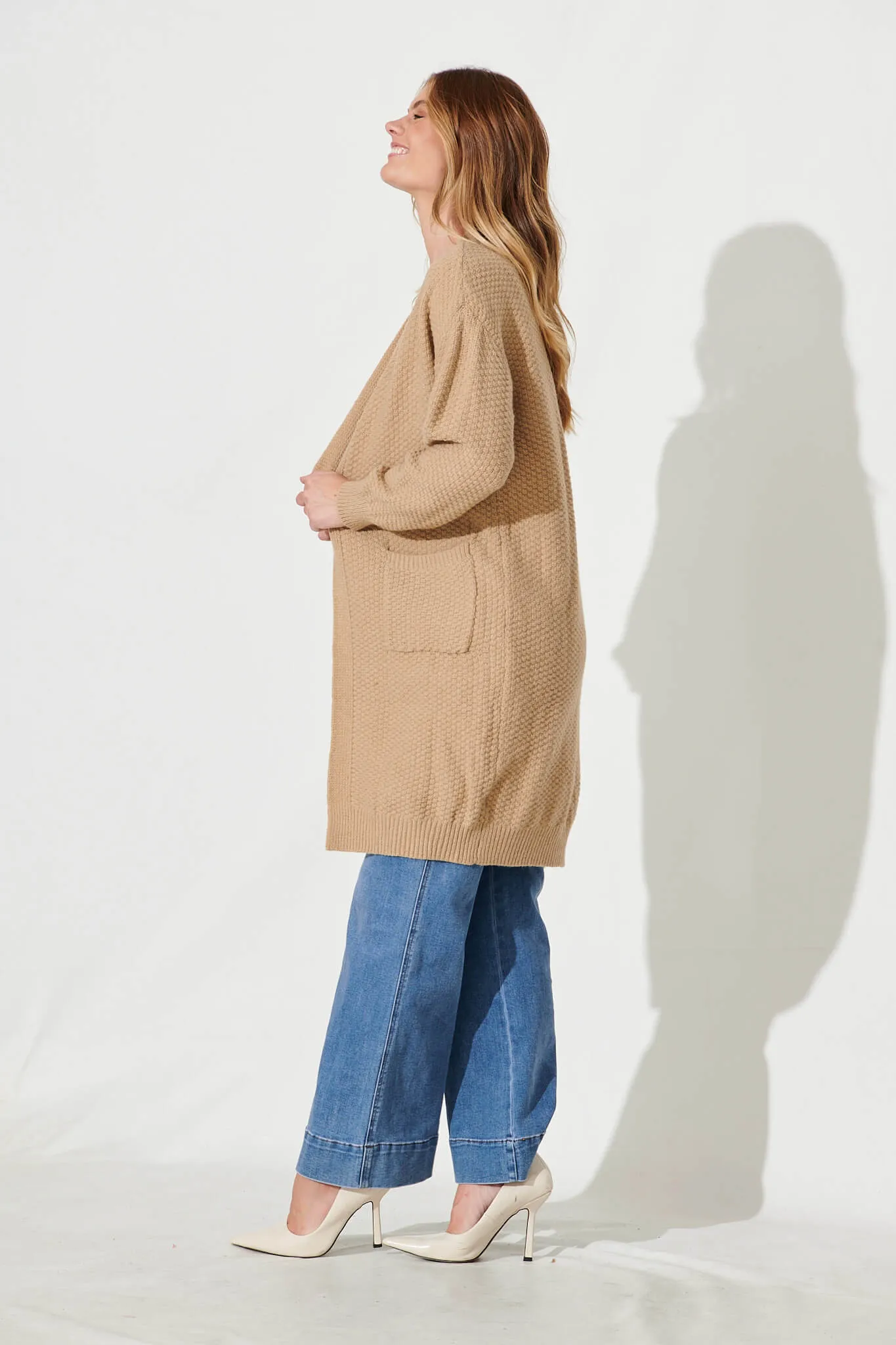 Arvon Knit Cardigan In Camel Wool Blend sold by St Frock product image thumbnail 4