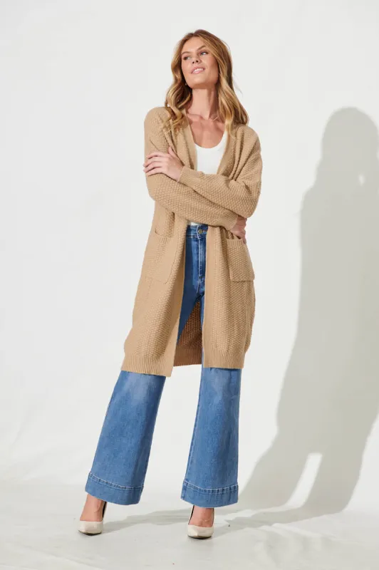 Arvon Knit Cardigan In Camel Wool Blend sold by St Frock