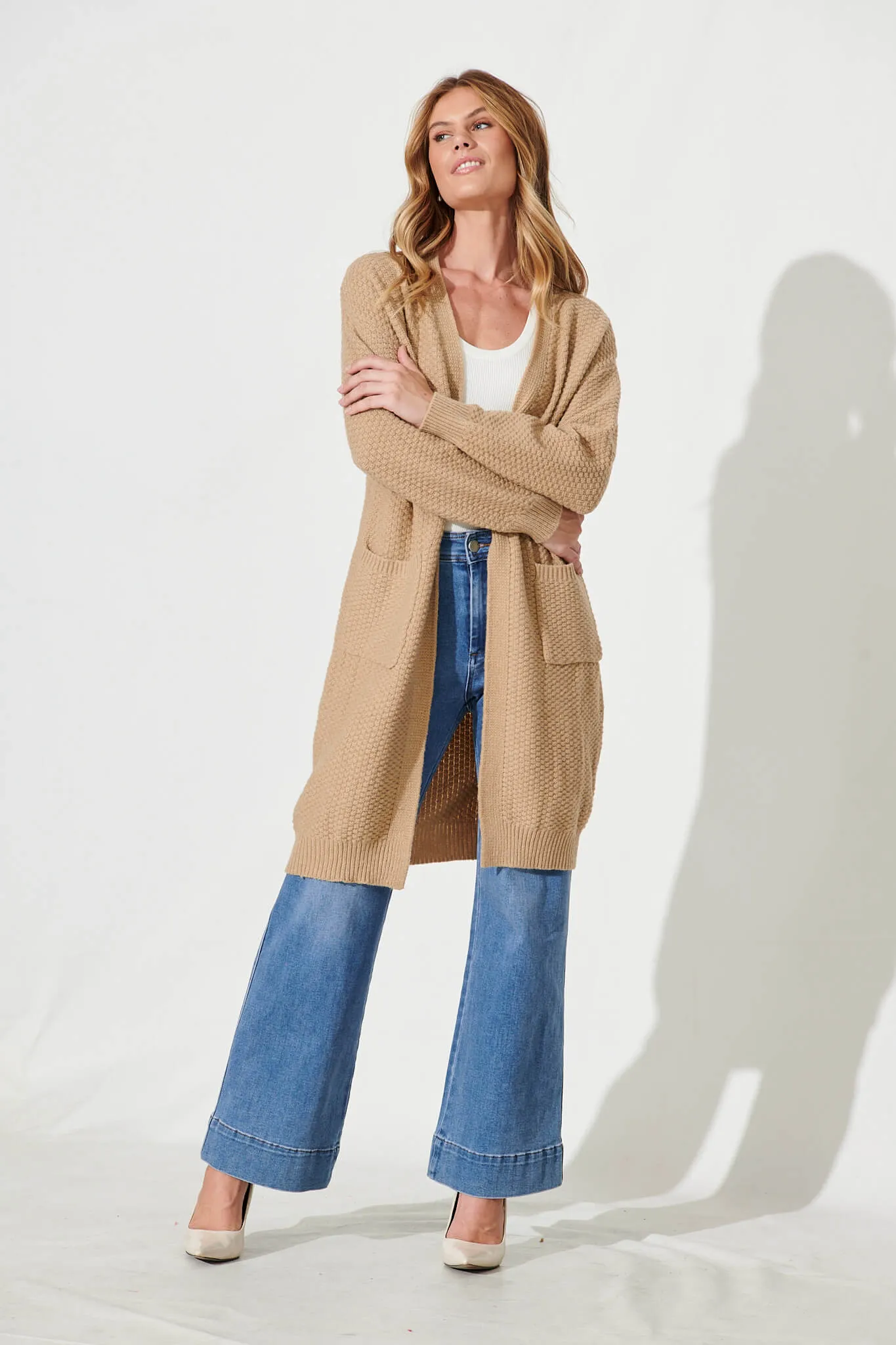 Arvon Knit Cardigan In Camel Wool Blend sold by St Frock