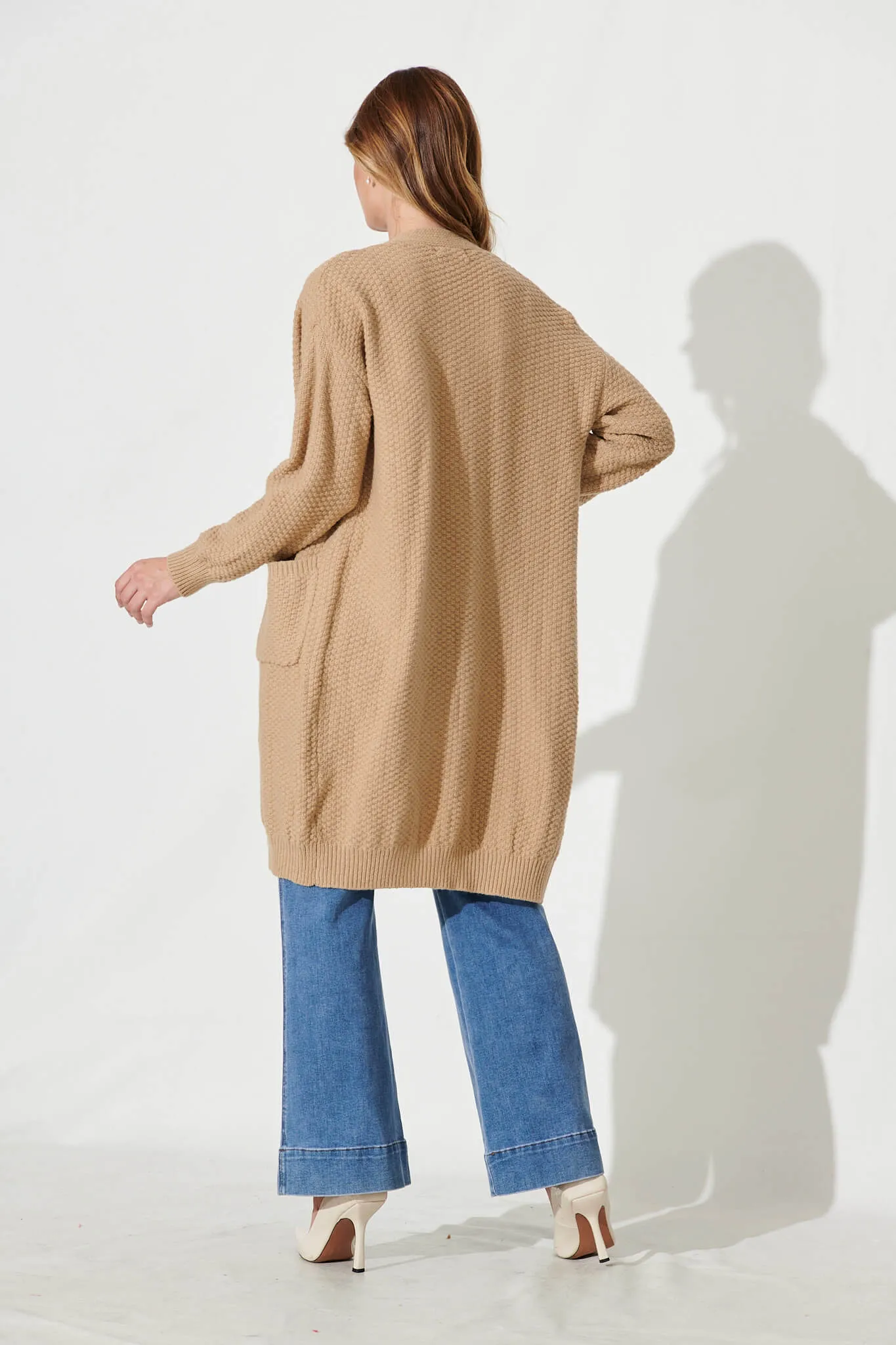 Arvon Knit Cardigan In Camel Wool Blend sold by St Frock product image thumbnail 5