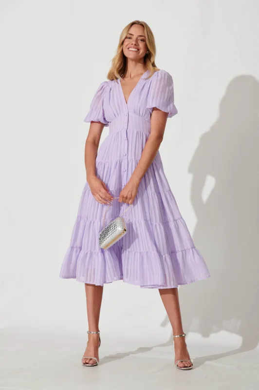 Modica Midi Dress In Lilac Chiffon sold by St Frock