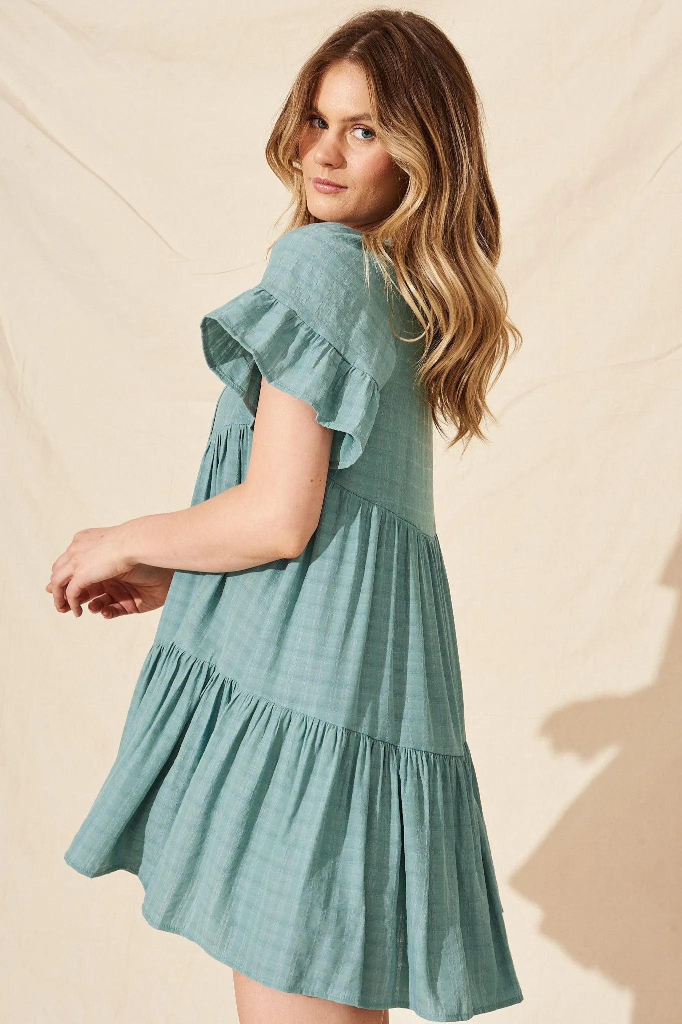 Tahnee Smock Dress In Dusty Teal sold by St Frock product image thumbnail 3